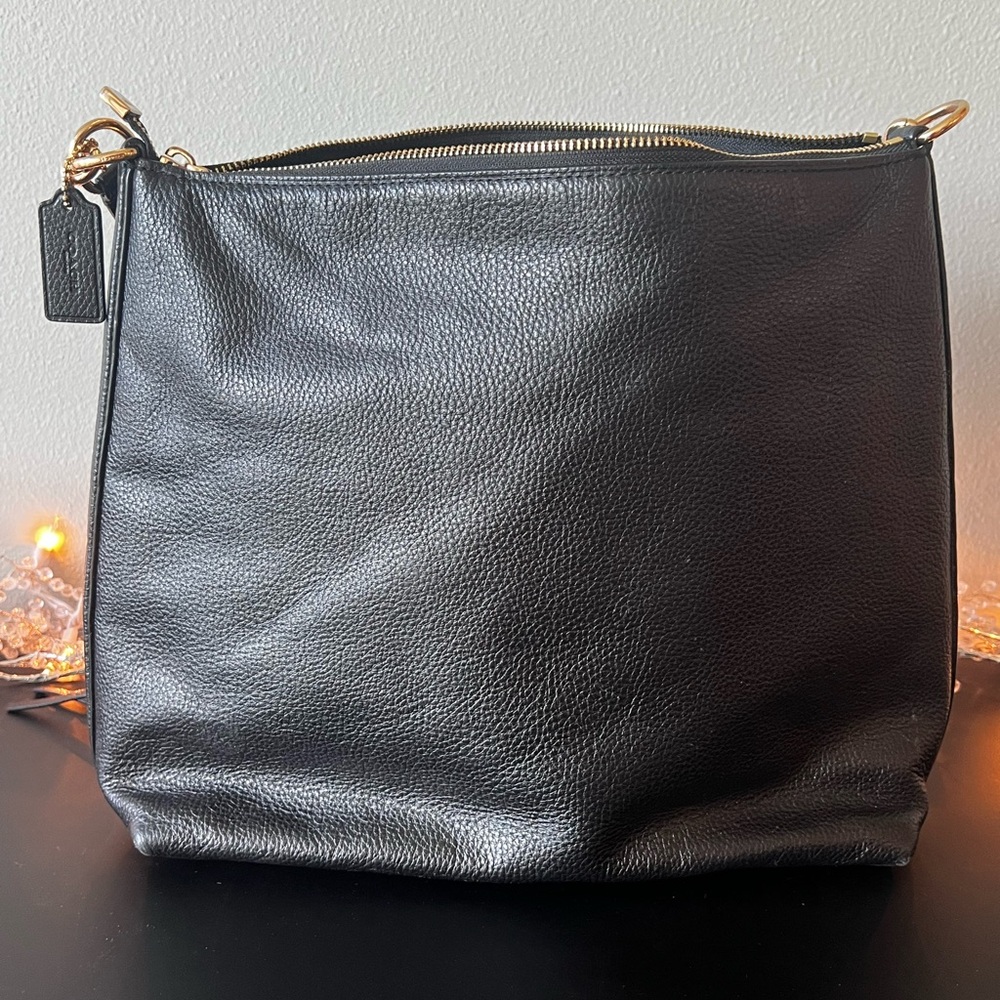 Coach Marlon Black Leather Hobo Shoulder Bag Purse with Gold Accents *Like New - Picture 10 of 15